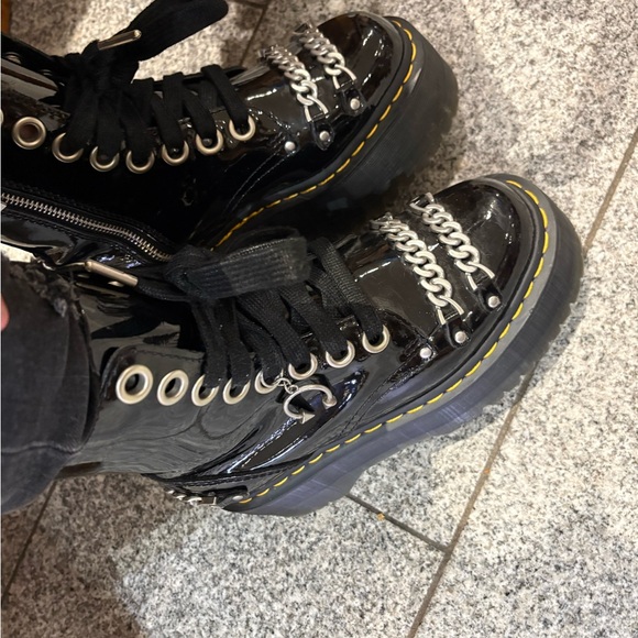Dr. Martens Shiny Black Platform Boots - Picture 2 of 4